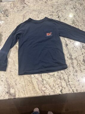 Boys Vineyard Vines Navy Long-Sleeve Pocket Tee with Football Whale